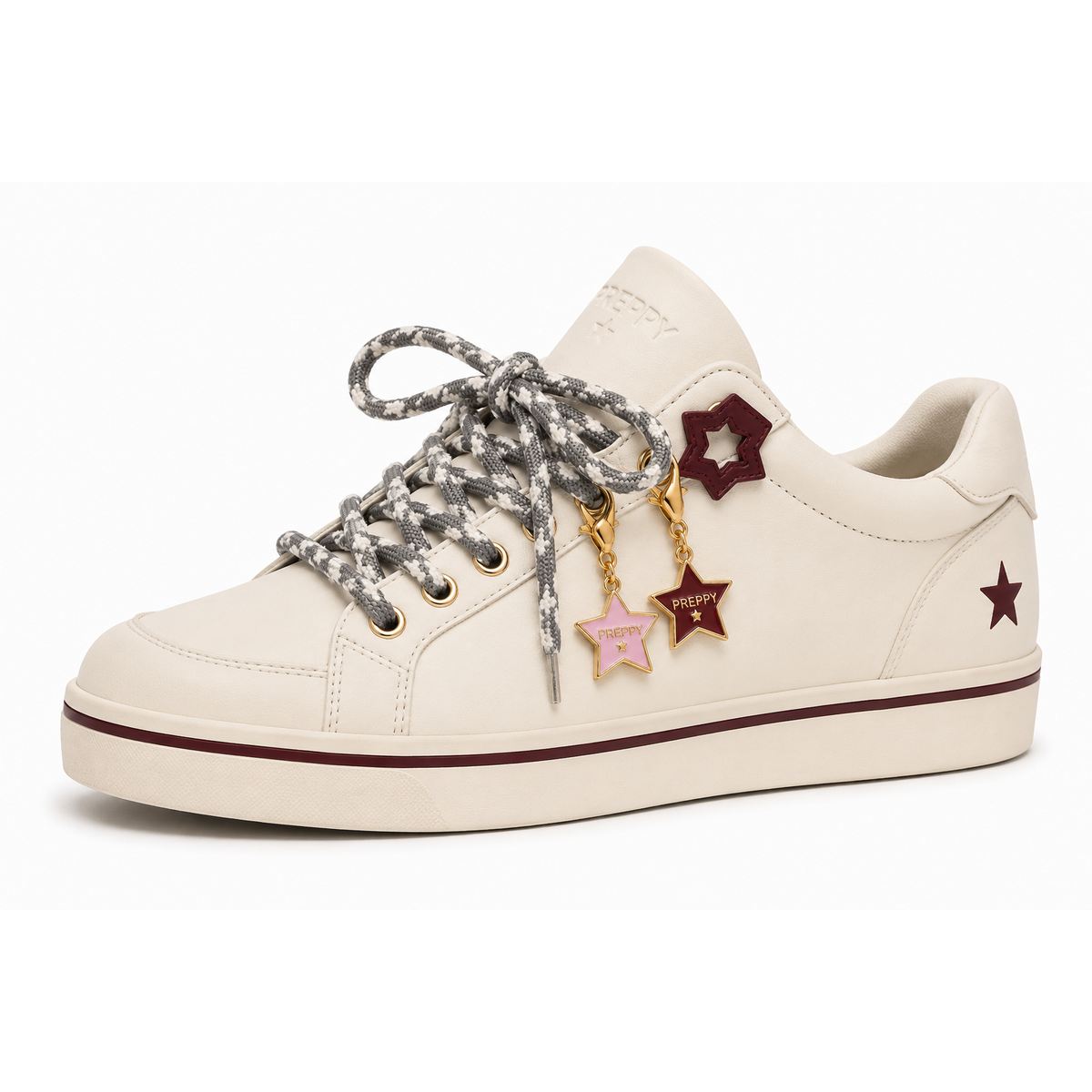 Tom Boy - Round Hiking Shoelaces in Grey & White