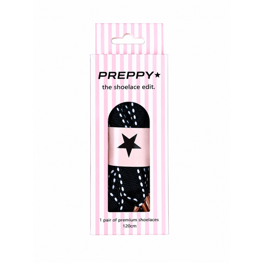 Prep School- Flat Grosgrain Shoelaces in Noir