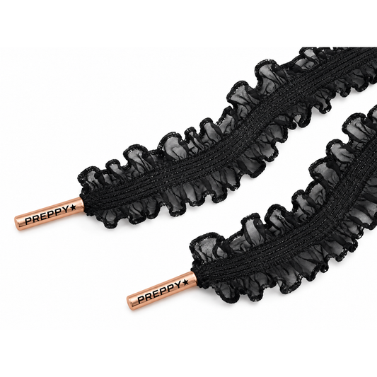 Love Letter- Ruffled Custom Shoelaces in Noir
