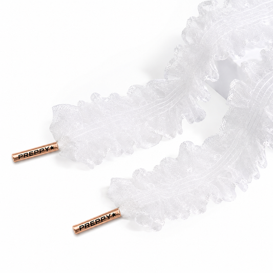 Love Letter- Ruffled Custom Shoelaces in Snow