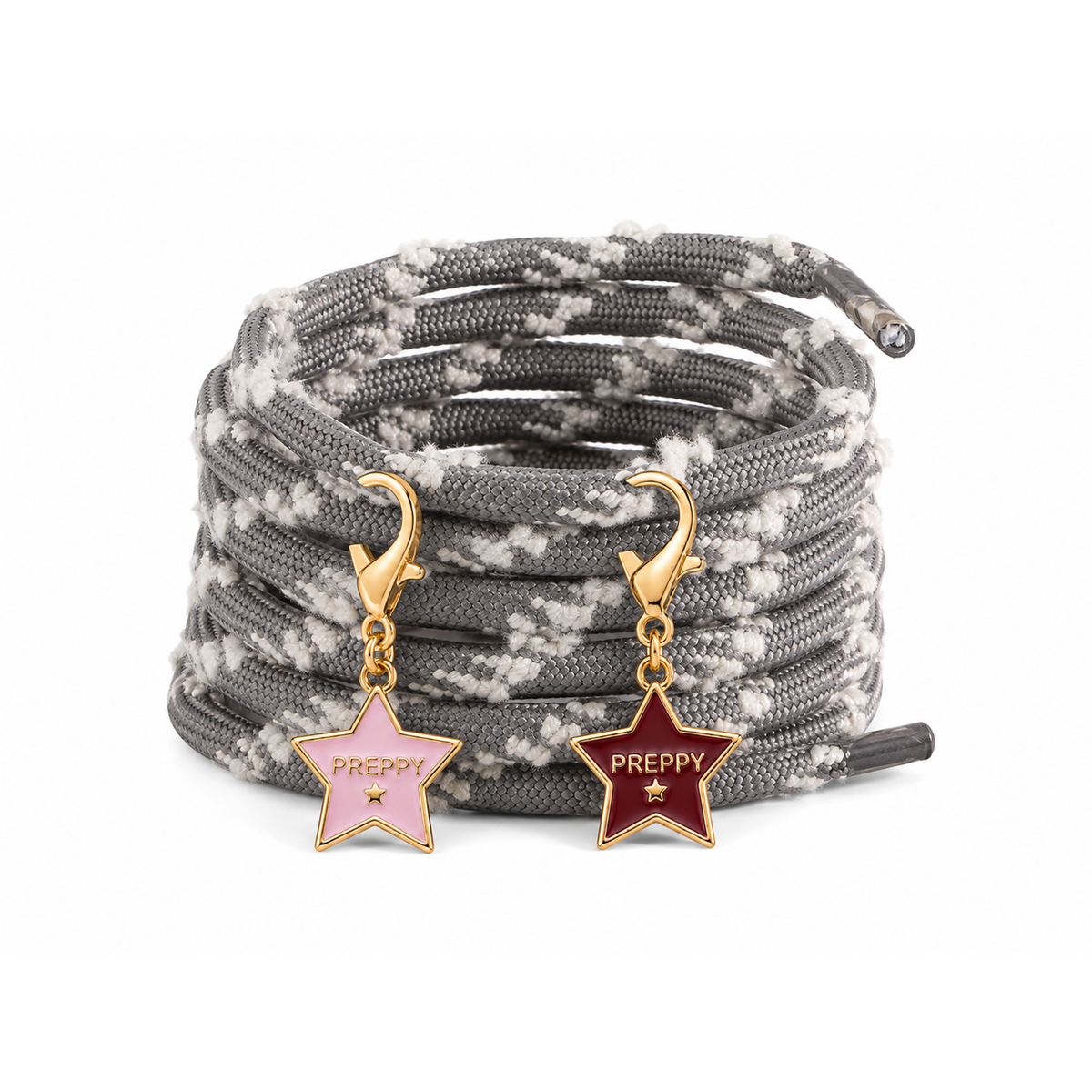 Tom Boy - Round Hiking Shoelaces in Grey & White