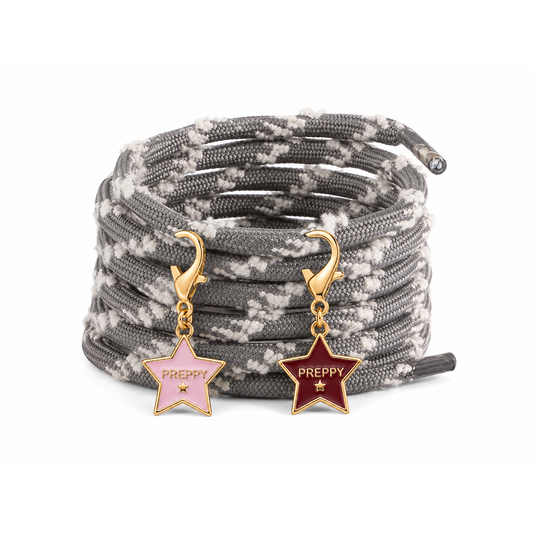 Tom Boy - Round Hiking Shoelaces in Grey & White