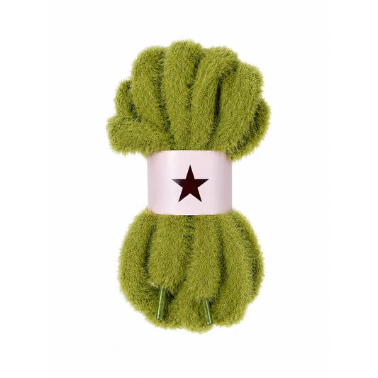 preppy aspen faux mink olive green shoelaces 