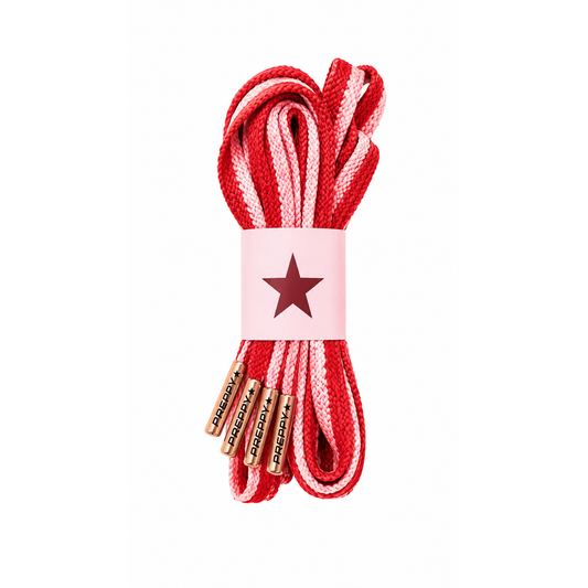 TIDELINE - Ombre Flat Shoelaces in in Red/Pink