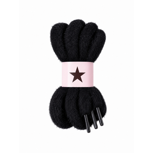 black fuzzy shoelaces 