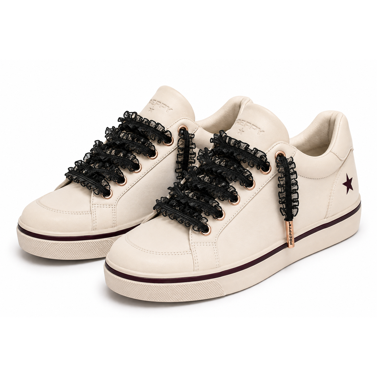 Love Letter- Ruffled Custom Shoelaces in Noir