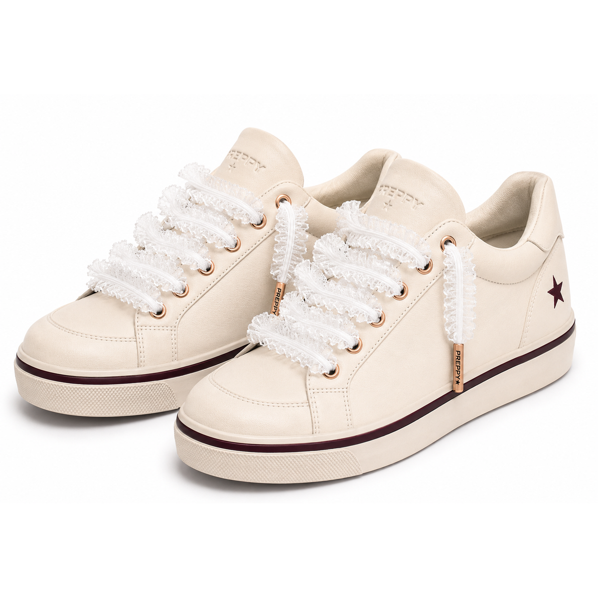 Love Letter- Ruffled Custom Shoelaces in Snow
