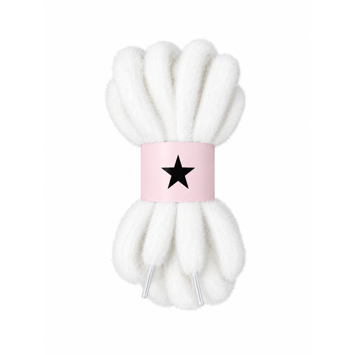 white fluffy cool shoelaces by preppy