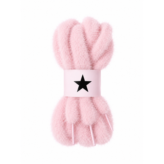 faux mink signature custom cool fluffy shoelaces preppy