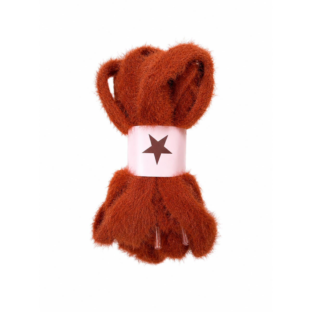 aspen faux mink shoelaces in burnt orange colour 