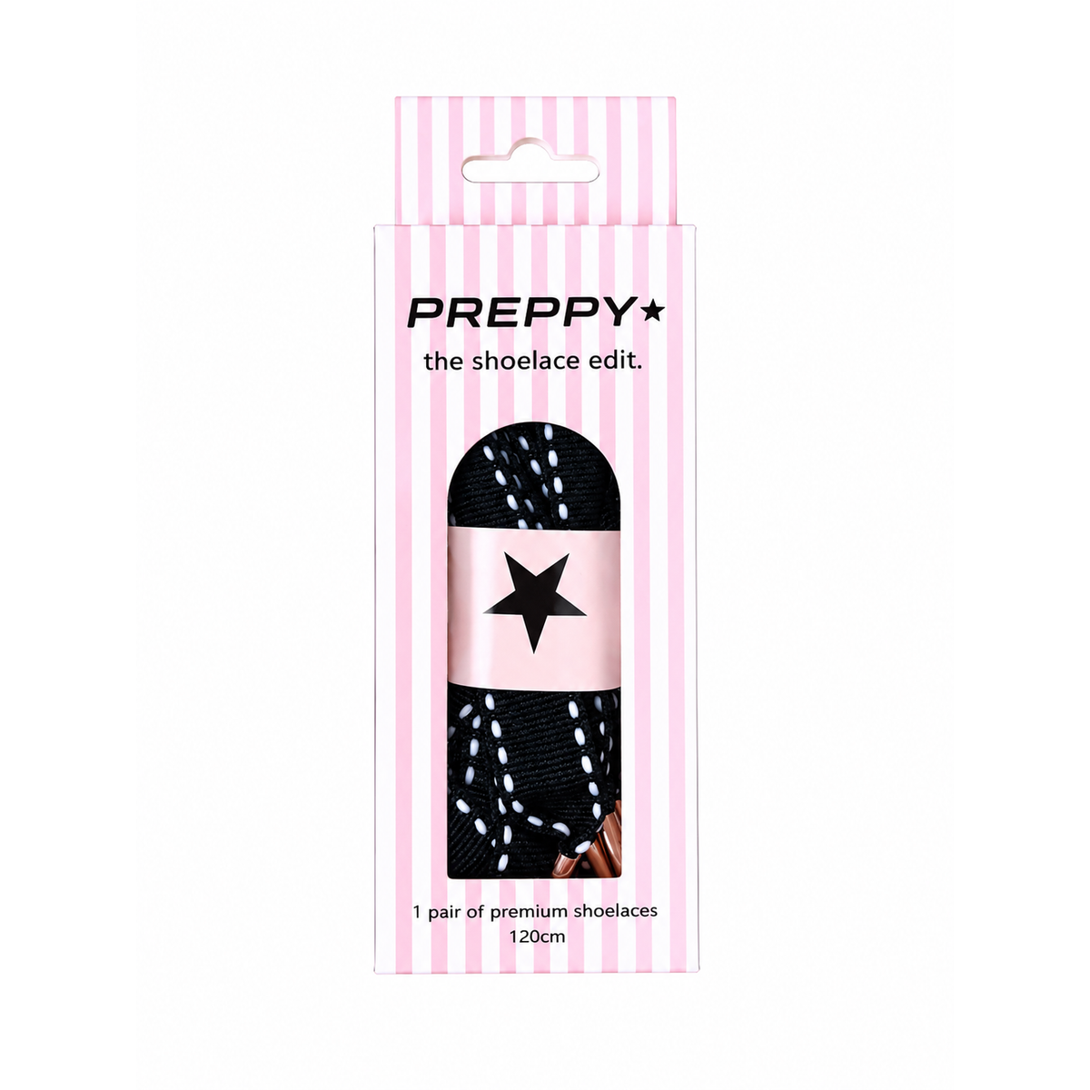 Prep School- Flat Grosgrain Shoelaces in Noir