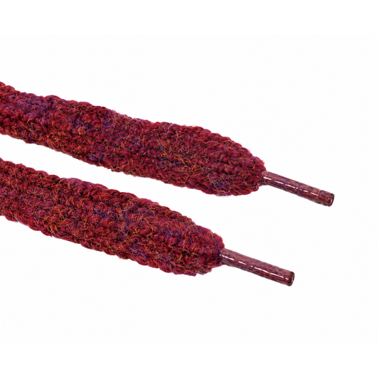 Coco Club- Thick Tweed Shoelaces in Jam Red