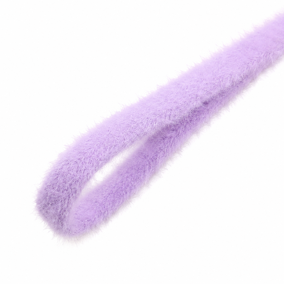 A fuzzy lavender purple shoelaces likely a faux fur wristlet or belt, shown on a clean white background.