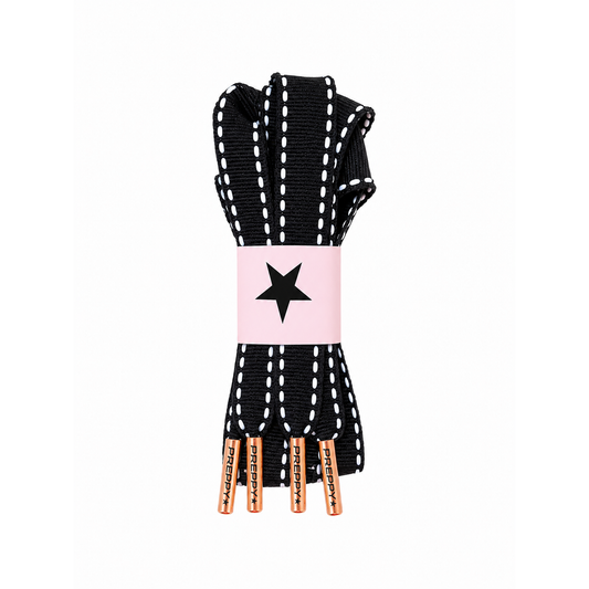 Prep School- Flat Grosgrain Shoelaces in Noir