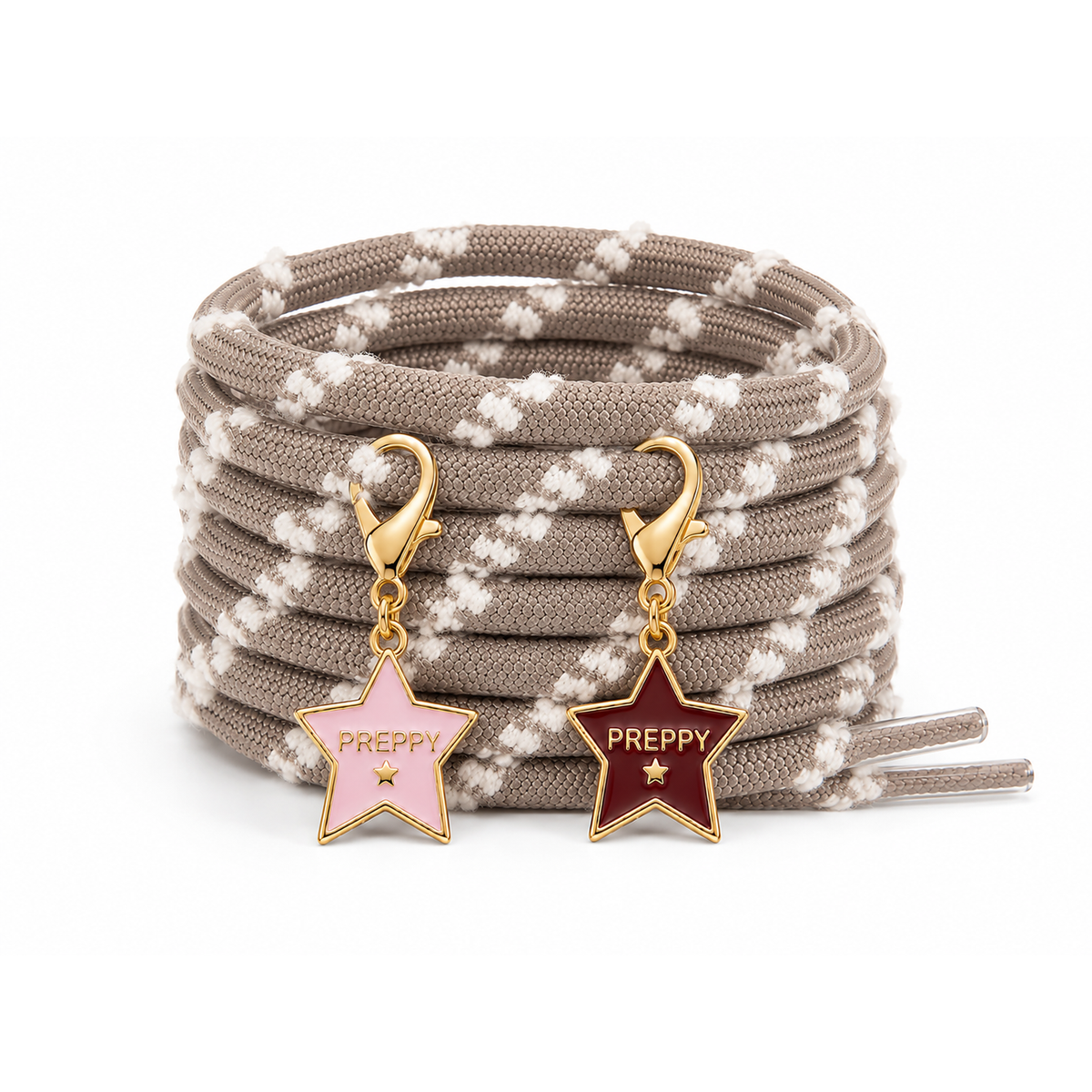 Tom Boy - Round Hiking Shoelaces in Taupe & Ivory