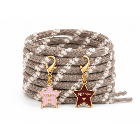 Tom Boy - Round Hiking Shoelaces in Taupe & Ivory