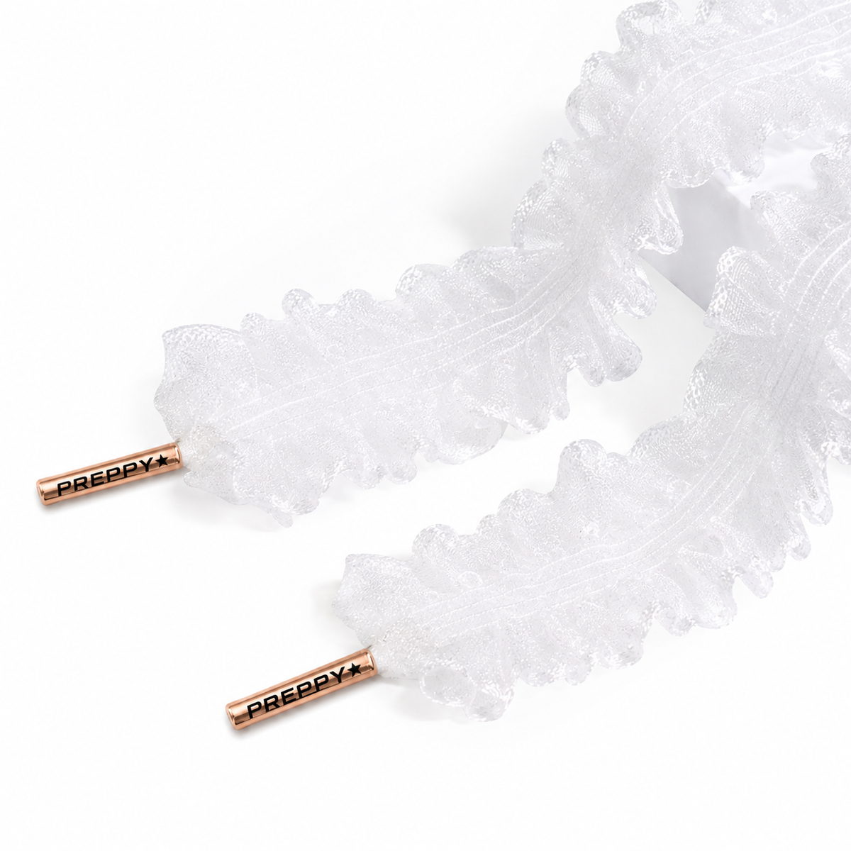 Love Letter- Ruffled Custom Shoelaces in Snow