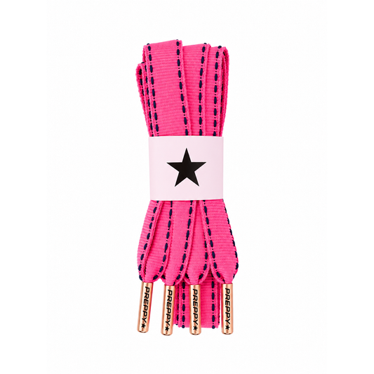 Prep School- Flat Grosgrain Shoelaces in Candy Pink