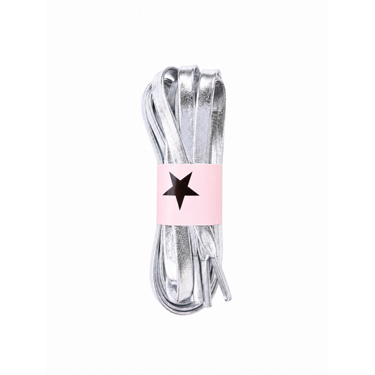 Saddle- Leather Shoelaces in Silver